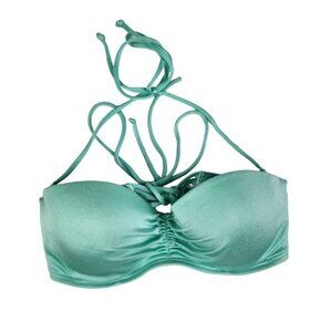 Victoria Secret Green Blue Shimmer‎ Strappy Back Swim Bikini Top 32C